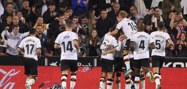 El Valencia celebrando un gol