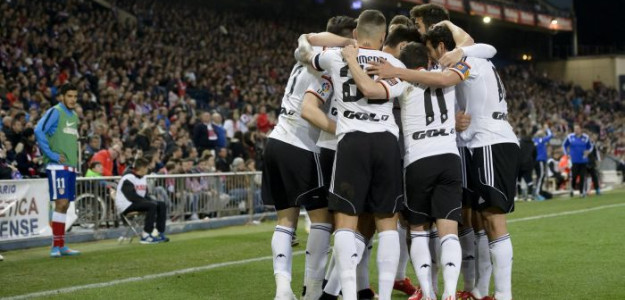 El Valencia celebrando un gol al Atleti