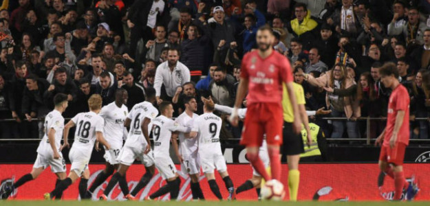 El Valencia celebra un gol 