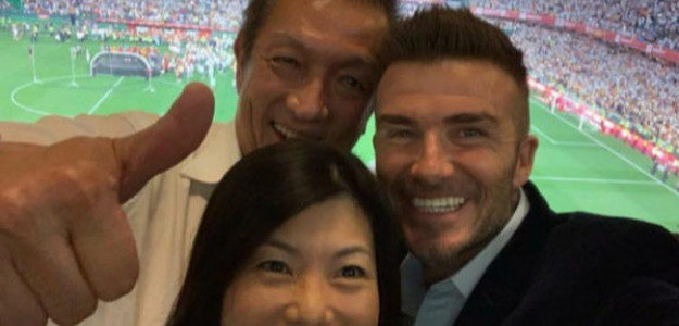 Lim con su pareja y David Beckham  