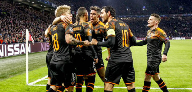 El Valencia celebra un gol 