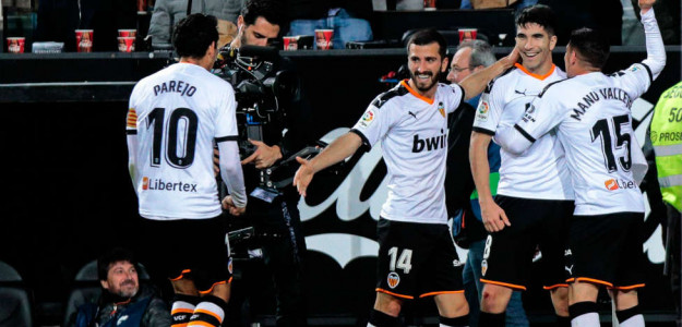 El Valencia celebra un gol 