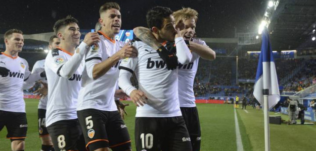 El Valencia celebra un gol 
