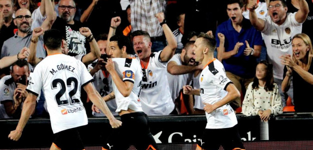 El Valencia celebrando un gol