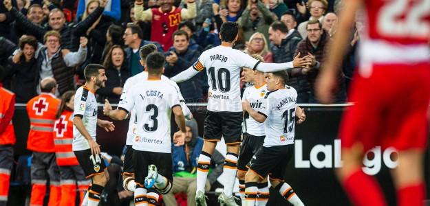 El Valencia celebrando un gol