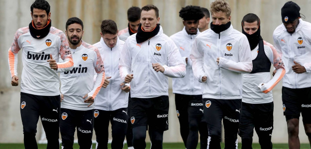 El Valencia entrenando
