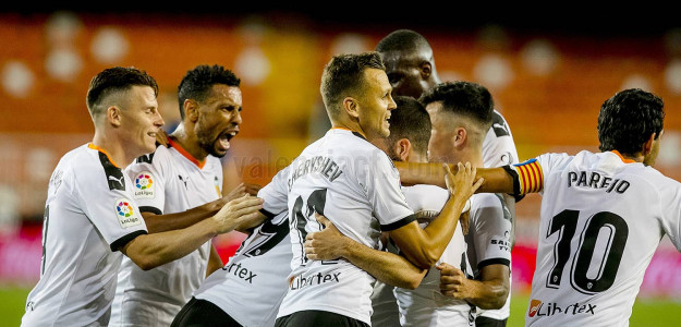 El Valencia celebrando un gol
