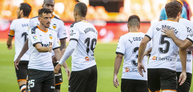 El Valencia celebrando un gol