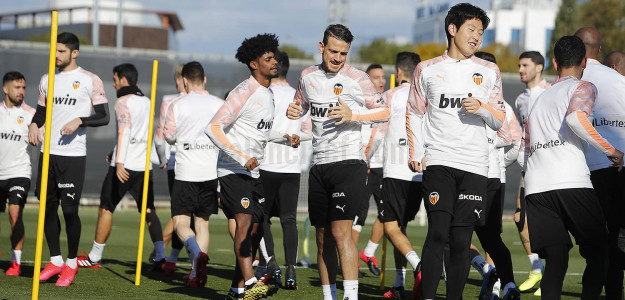 El Valencia entrenando