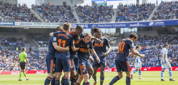 El Valencia celebrando un gol