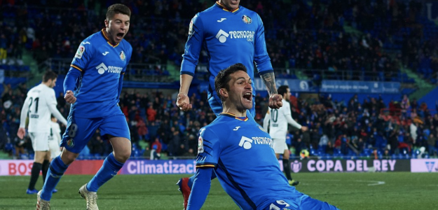 El Getafe celebra un gol