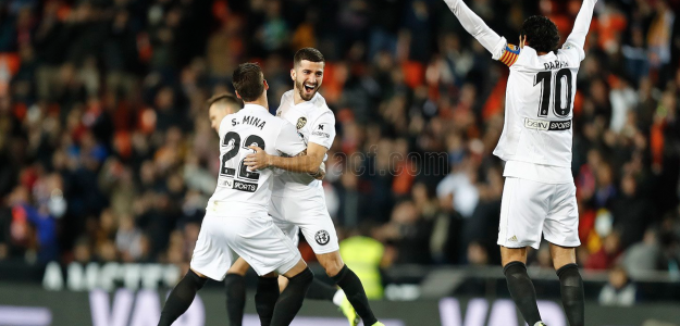 El Valencia celebrando un gol