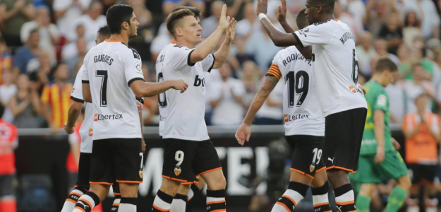 El Valencia celebrando un gol