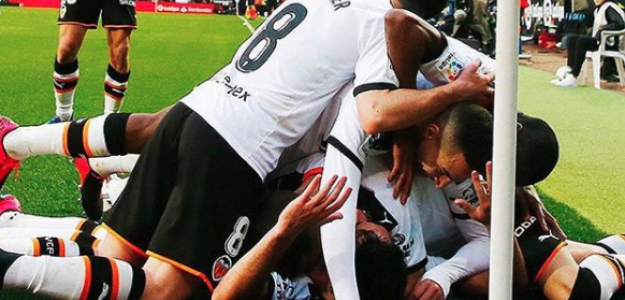 El Valencia celebrando un gol