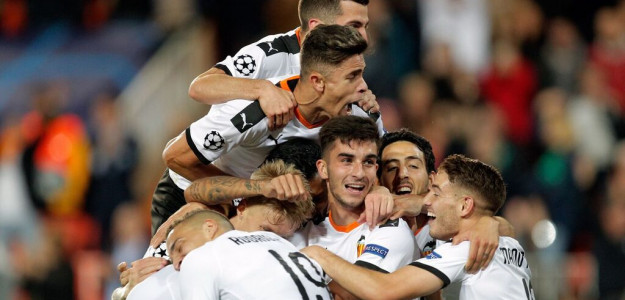 El Valencia celebrando un gol