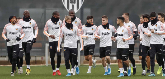 El Valencia entrenando
