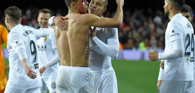 El Valencia celebrando un gol