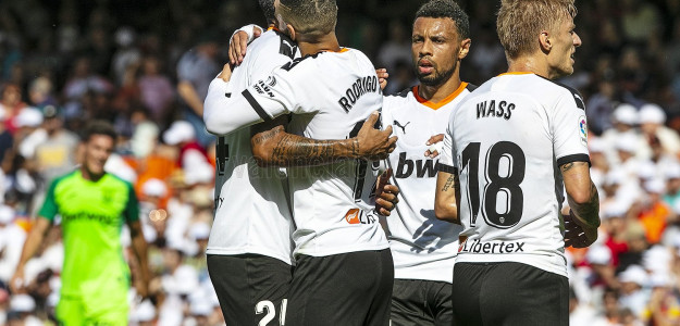 El Valencia celebrando un gol