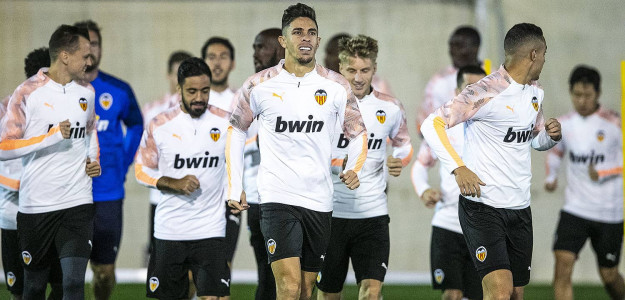 El Valencia entrenando