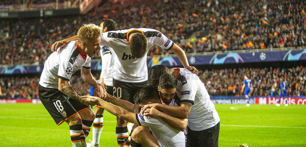 El Valencia celebrando un gol