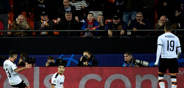 El Valencia celebrando un gol