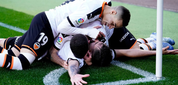 El Valencia celebra un gol 