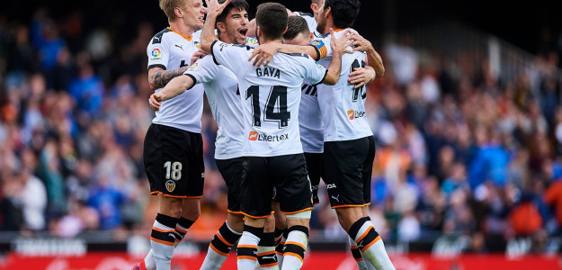 El Valencia celebra un gol 