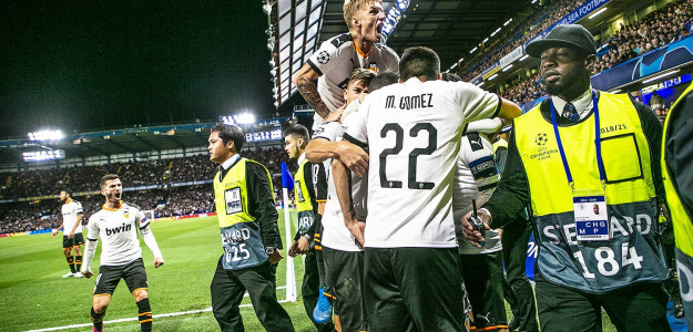 El Valencia celebrando un gol