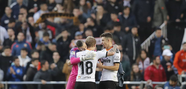 El Valencia celebra un gol 