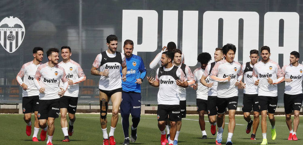 El Valencia entrenando