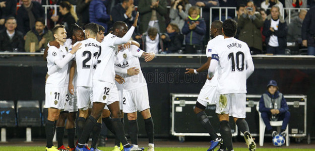 El Valencia celebrando un gol