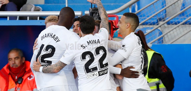 El Valencia celebrando un gol