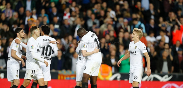 El Valencia celebrando un gol