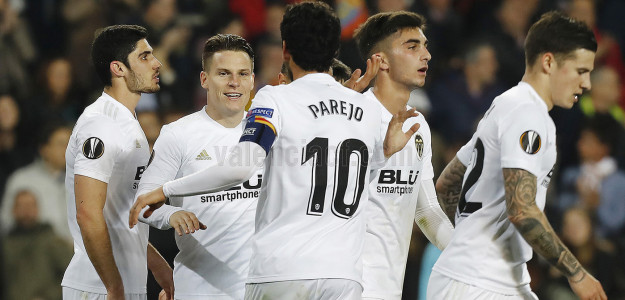 El Valencia celebrando un gol