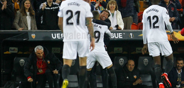 El Valencia celebrando un gol