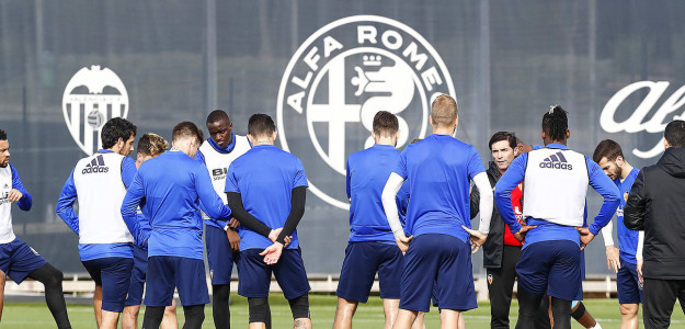 El Valencia entrenando