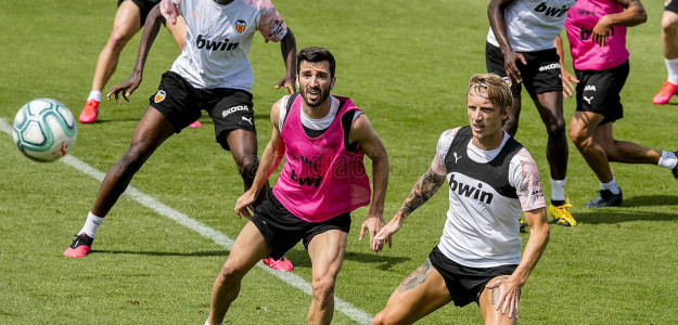 El Valencia entrenando