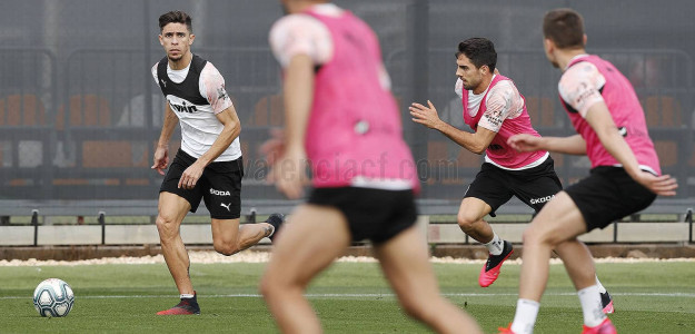 El Valencia entrenando