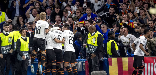 El Valencia celebrando un gol