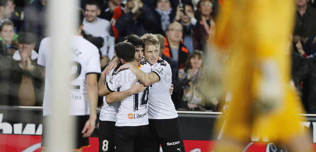 El Valencia celebrando un gol