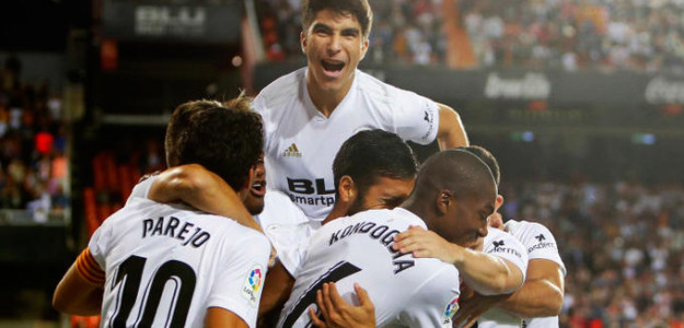 El Valencia celebrando un gol