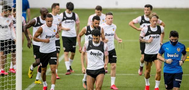 El Valencia entrenando