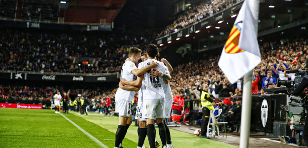 El Valencia celebrando un gol