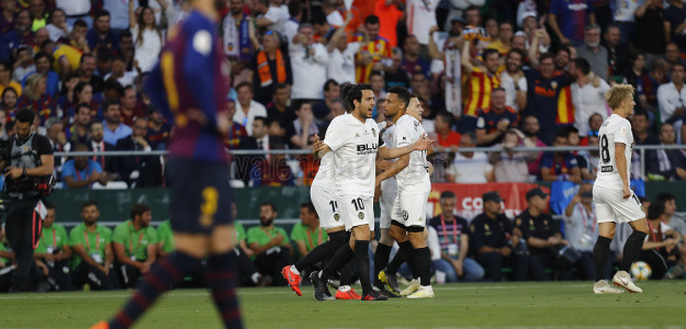 El Valencia celebrando un gol