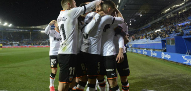 El Valencia celebrando un gol