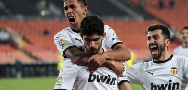 El Valencia celebra un gol 