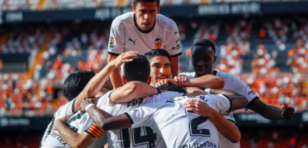 El Valencia celebra un gol 
