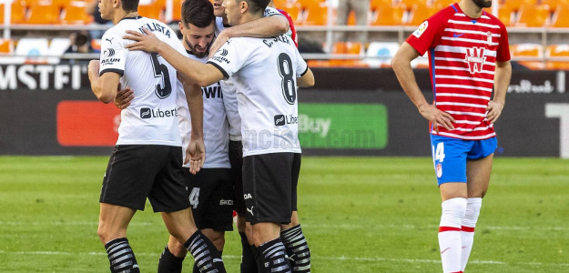 El Valencia celebra un gol 