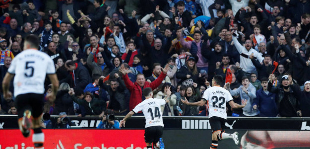 El Valencia celebra un gol 