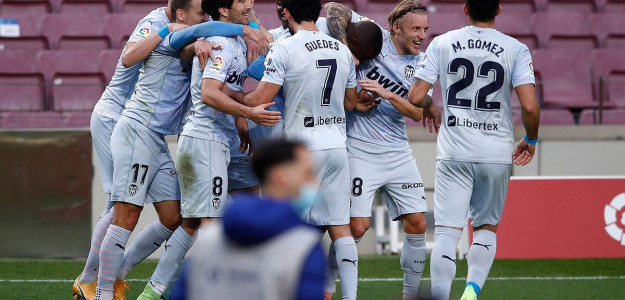 El Valencia celebra un gol 